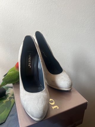 Décolleté vera pelle beige/grigio Tg 39