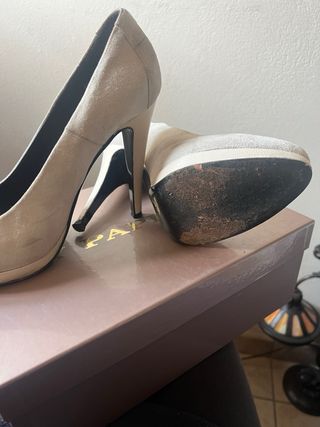 Décolleté vera pelle beige/grigio Tg 39