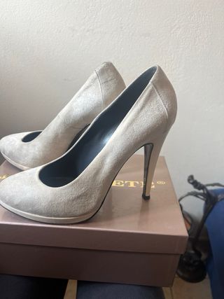 Décolleté vera pelle beige/grigio Tg 39