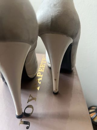 Décolleté vera pelle beige/grigio Tg 39