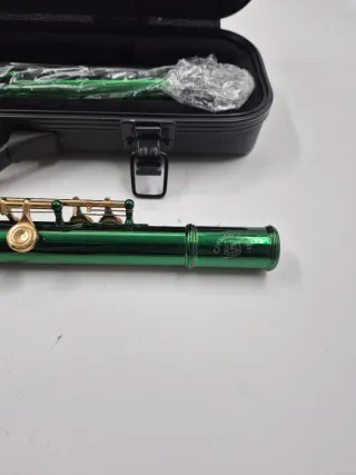 Flauta travesera verde, platos cerrados desalinead