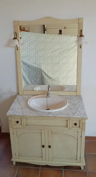 Mueble de baño completo madera y mármol