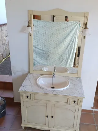Mueble de baño completo madera y mármol