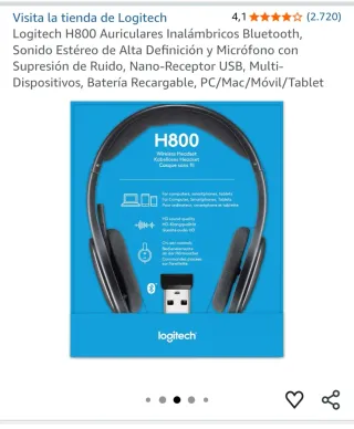 Logitech H800 Auriculares Inalámbricos USB