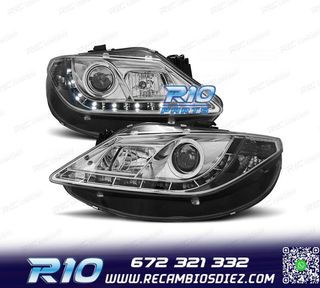 FAROS SEAT IBIZA 6J 08-12 LUZ DIURNA LED FONDO CROMO