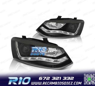 FAROS VOLKSWAGEN VW POLO 6R 10-14 LUZ DIURNA FONDO NEGRO