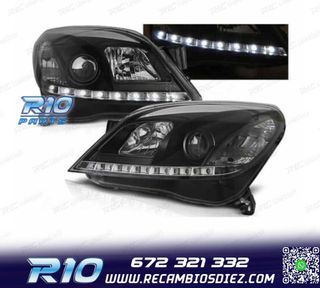 FAROS OPEL ASTRA H 04-09 LUZ DIURNA LED FONDO NEGRO