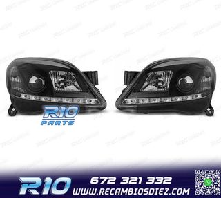 FAROS OPEL ASTRA H 04-09 LUZ DIURNA LED FONDO NEGRO