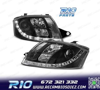 FAROS AUDI TT 98-05 LUZ DIURNA REAL LED FONDO NEGRO