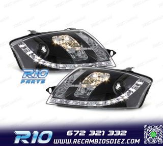 FAROS AUDI TT 98-05 LUZ DIURNA REAL LED FONDO NEGRO