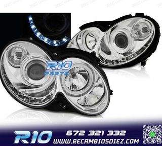 FAROS MERCEDES CLASE CLK W209 02-09 LUZ DIURNA FONDO CROMO