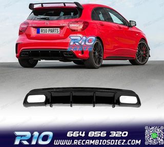 DIFUSOR MERCEDES CLASE A W176 AMG 12-18 LOOK A45 NEGRO BRILL