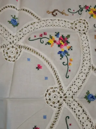 Centrotavola Ricamato Cotone Bianco