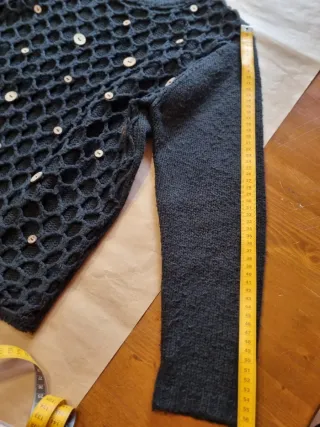 Maglione FITSWELL nero traforato bottoni L