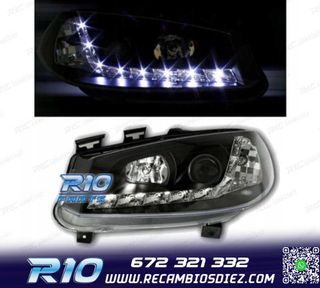 FAROS RENAULT MEGANE 02-05 LUZ DIURNA LED FONDO NEGRO
