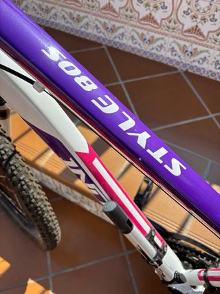Bicicleta montaña blanca y morada