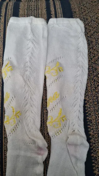 Calzas Calcetines Fallera Adulta CRISTINA Blanco/O