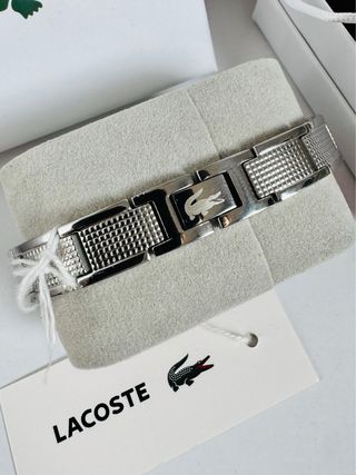 Pulsera Lacoste Stencil Plateado NUEVA