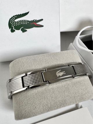 Pulsera Lacoste Stencil Plateado NUEVA