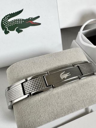 Pulsera Lacoste Stencil Plateado NUEVA