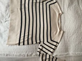 Jersey de punto fino rayas beige y negro