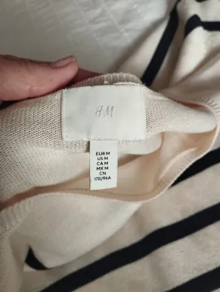 Jersey de punto fino rayas beige y negro