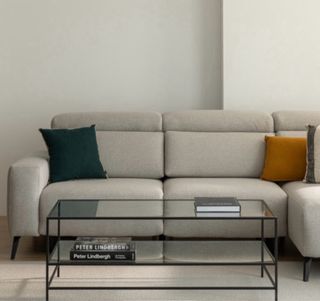 Mesa centro cristal y metal negra 120x60