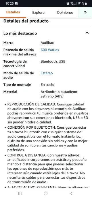 Altavoz autoamplificado Audibax 12 Negro