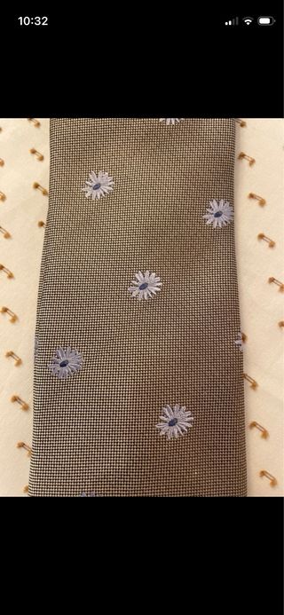 Corbata Pal Zileri Beige con Flores Azules