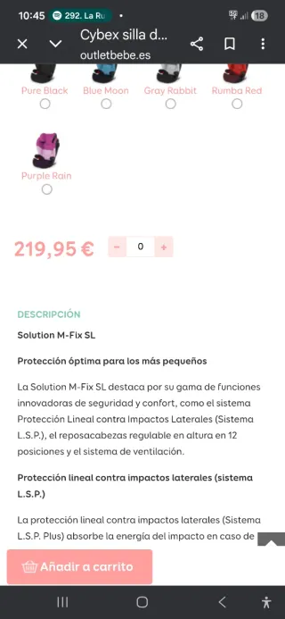 Silla coche Cybex Grupo 2/3