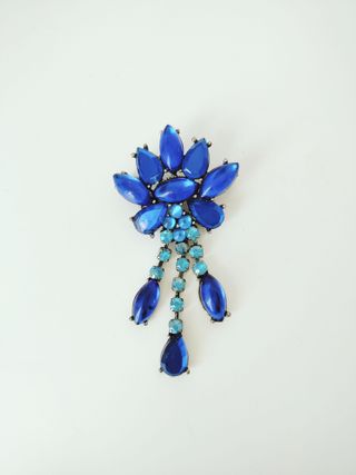 Broche vintage pedrería azul de estilo Art Decó
