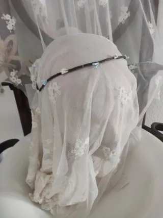 Corona de Comunión Flores Azul y Blanco