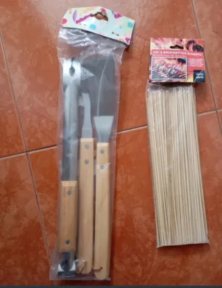 Set Accesorios Barbacoa madera y metal