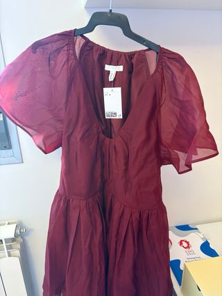 Vestido H&M Rojo Mangas Mariposa