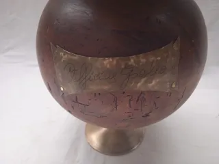 Antica elemosiniera in legno e ottone anni 50