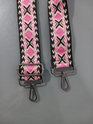 Correa de hombro étnica bolso. Rosa, negra, beige.