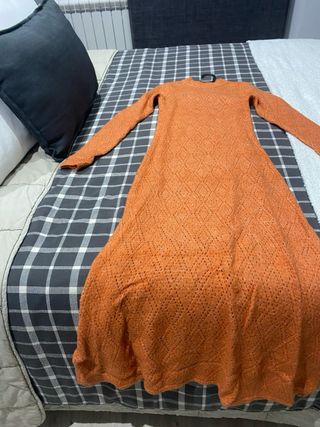 Vestido punto calado Mango naranja