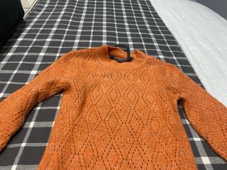 Vestido punto calado Mango naranja