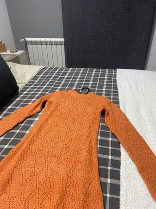 Vestido punto calado Mango naranja