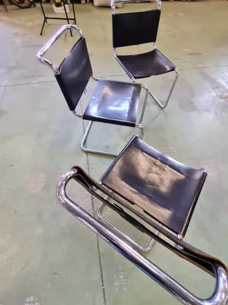 Sedie vintage in pelle e metallo