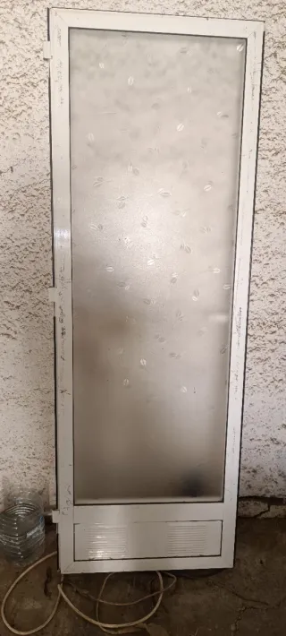 Puerta lavadero con cristal patrón de hojas