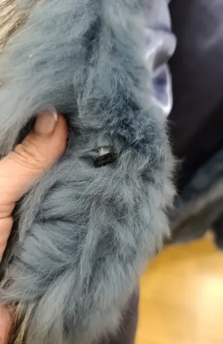 Chaqueta azul conejo y cuello zorro