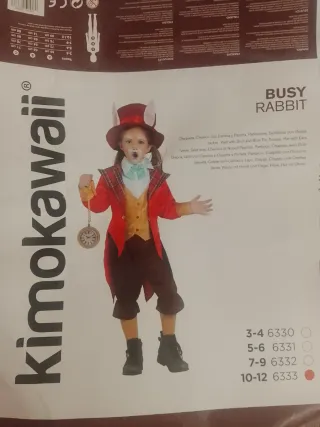 Disfraz Conejo Blanco Alicia Talla 10-12