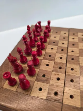 Ajedrez de viaje de madera vintage