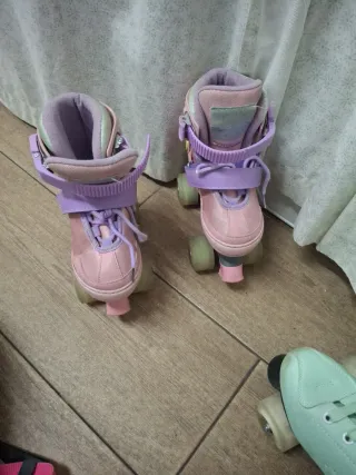 Patines infantiles rosas y morados