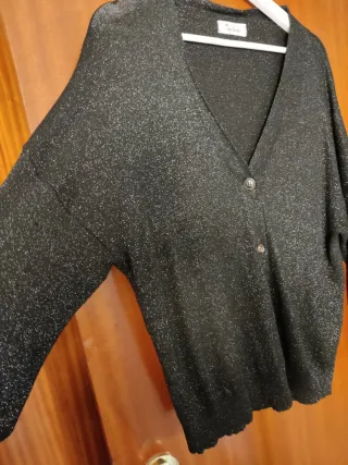 Chaqueta punto negro brillante TXL