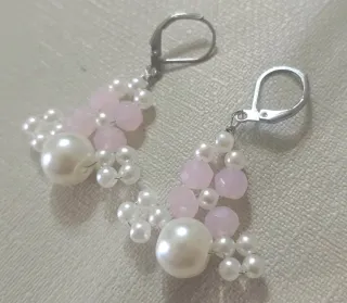 Orecchini perle rosa e bianche