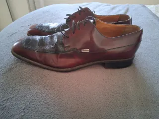 Zapatos Moreschi Piel Cocodrilo Marrón/Rojo