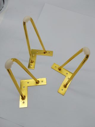4 Patas de Mesa con Horquilla de 20 cm, Doradas, Grandes, Patas Doradas para Muebles, para Muebles, Patas de Mesa de Metal con P