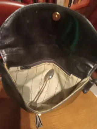 Bolso Piel Vintage Años 60 Negro 20x14